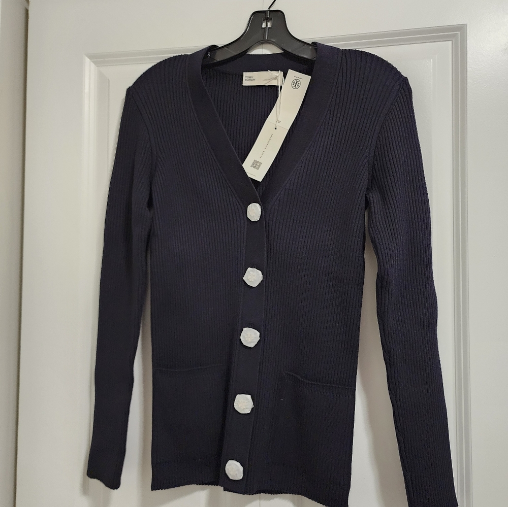 Tory Burch Dark Blue Knit with White Accents
